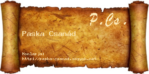Paska Csanád névjegykártya